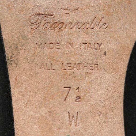 Faconnable Women's Size 7.5 Black Leather Slip On Almond Toe Flats - Picture 9 of 10